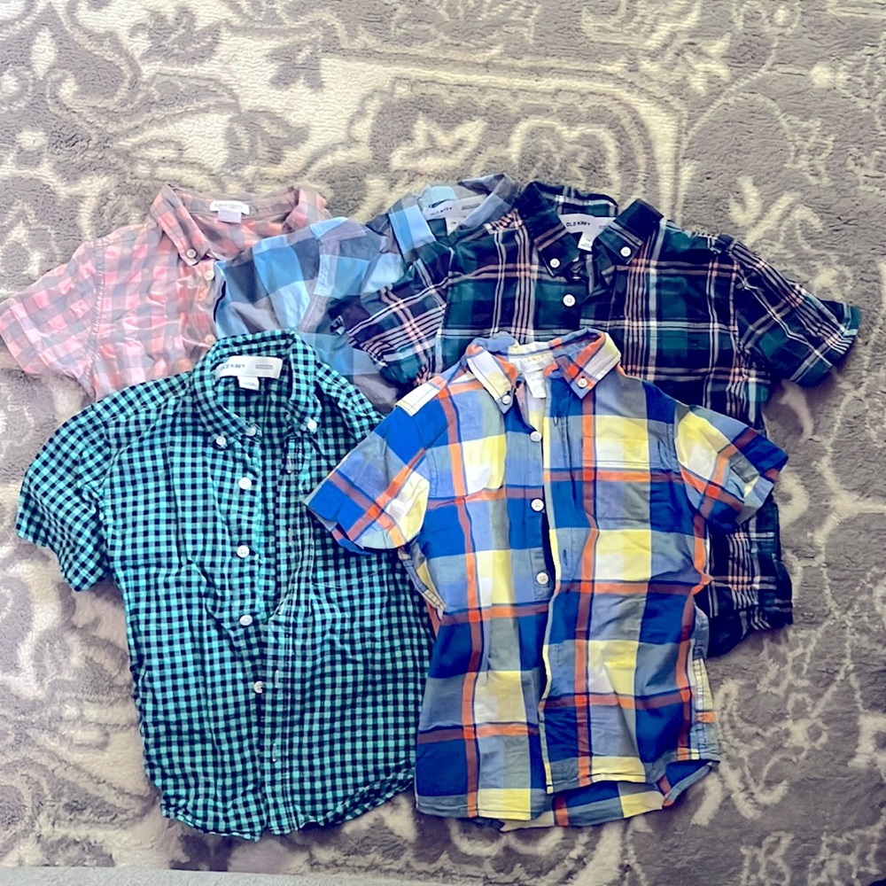 Lot of 5 button down dress shirts 5T toddler boy